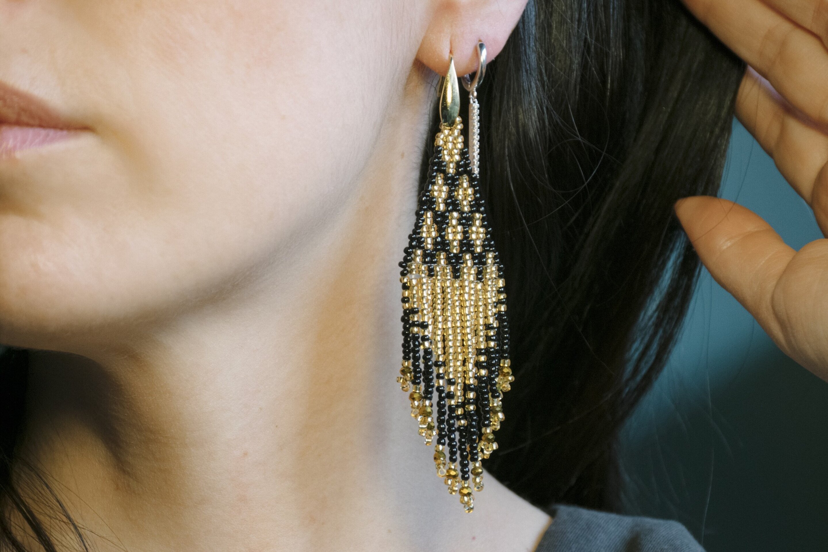 Pendientes de cuentas dorado - 2
