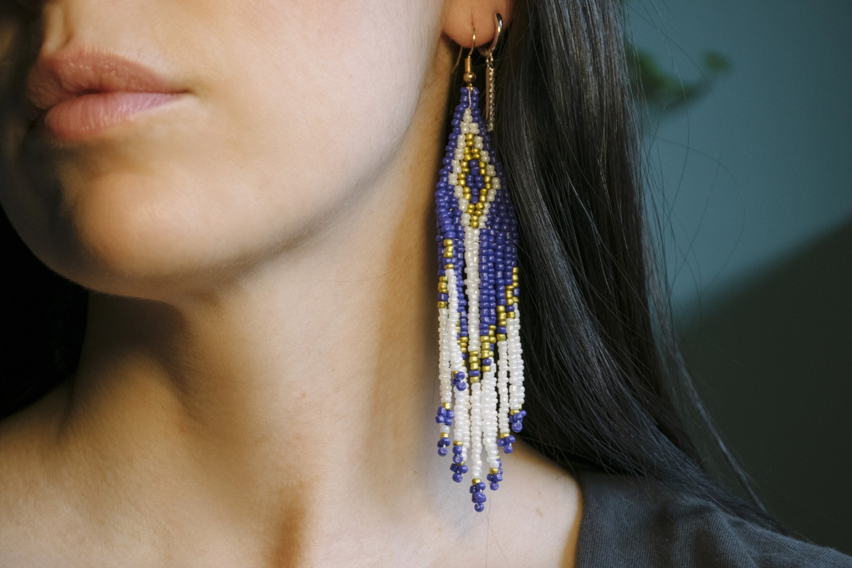 Pendientes de cuentas cobalto - 2